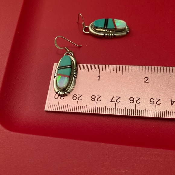 Zuni Native American Inlay Earrings - Picture 5 of 10